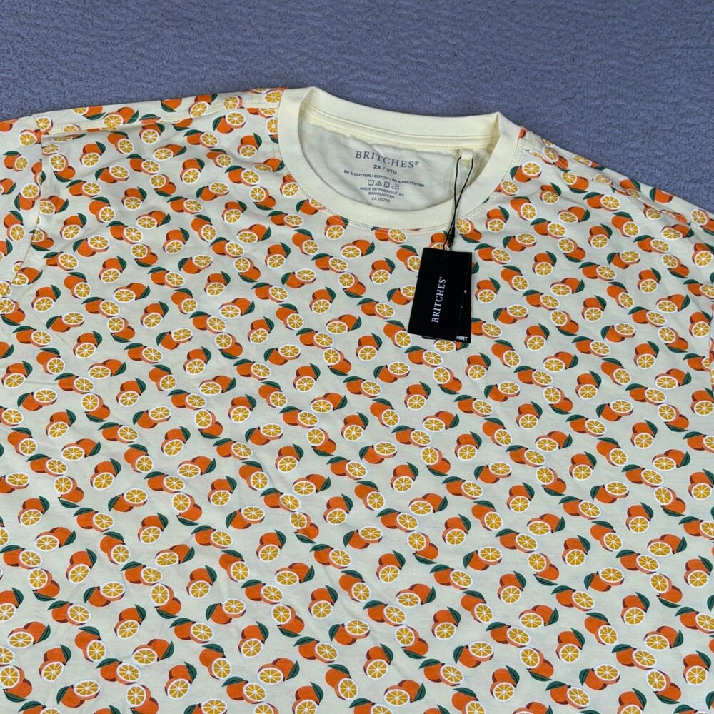 ORANGE FRUIT Graphic T Shirt Men 2XL Moisture Wicking Wrinkle Resistant UPF +15